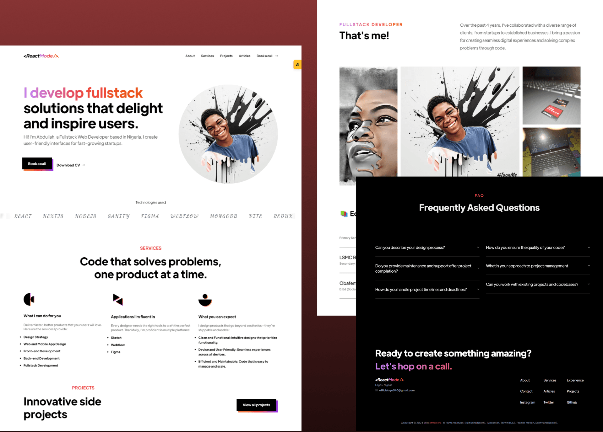 Hightlight of my portfolio website