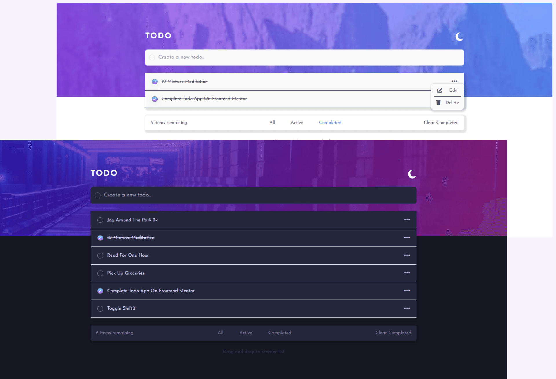 Todo Web App interface screenshot